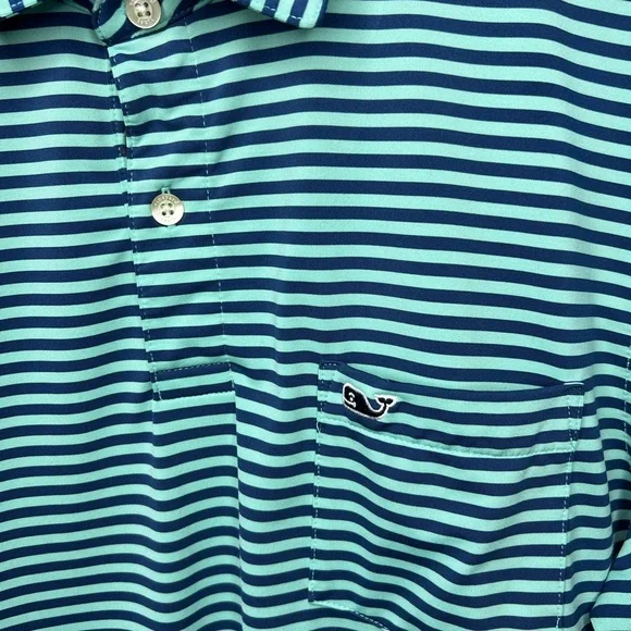 Vineyard Vines Navy/ Seafoam Striped Polo - Picture 3 of 4